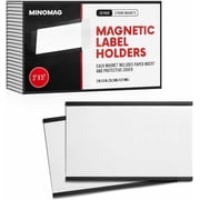Minomag Magnetic Label Holders 3x5 Inches 25 Count | C Channel Data Card Holders for Metal Shelves, Filing Cabinet, Toolbox