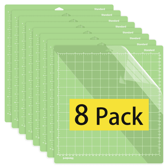 Minorsun 12" x 12" Adhesive Cutting Mats 8-Pack Standard Mats for Craft Sewing, Compatible with Cricut Maker Explore, Green