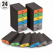 Minorsun 24 Pack Sanding Sponges Assorted Grit for Wood Drywall Metal, Washable and Reusable Foam Sanding Blocks for Wet or Dry Grinding, 60/80/100/120/180/220