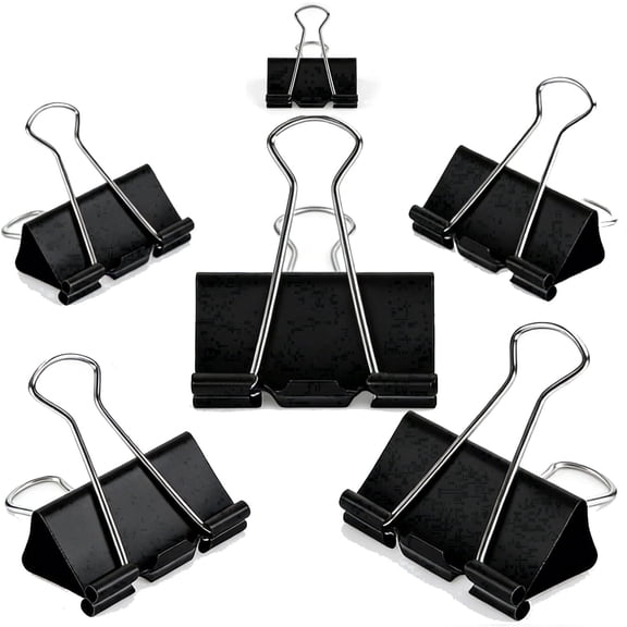Minorsun Binder Clips 200 PCS, Large Paper Clamps, Small Metal Binder Clips 6 Sizes for Office Home Supplies, Black