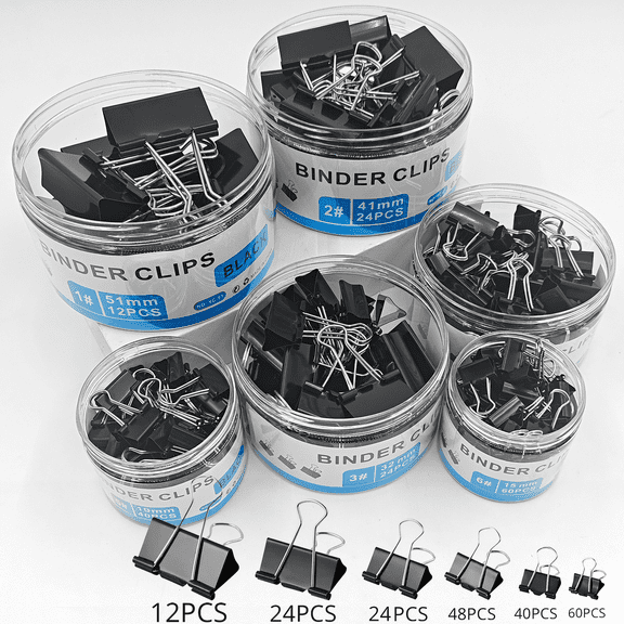 Minorsun Binder Clips 208 PCS Paper Clamps Assorted Sizes, Metal Paper Binder Clips Office Supplies, Black