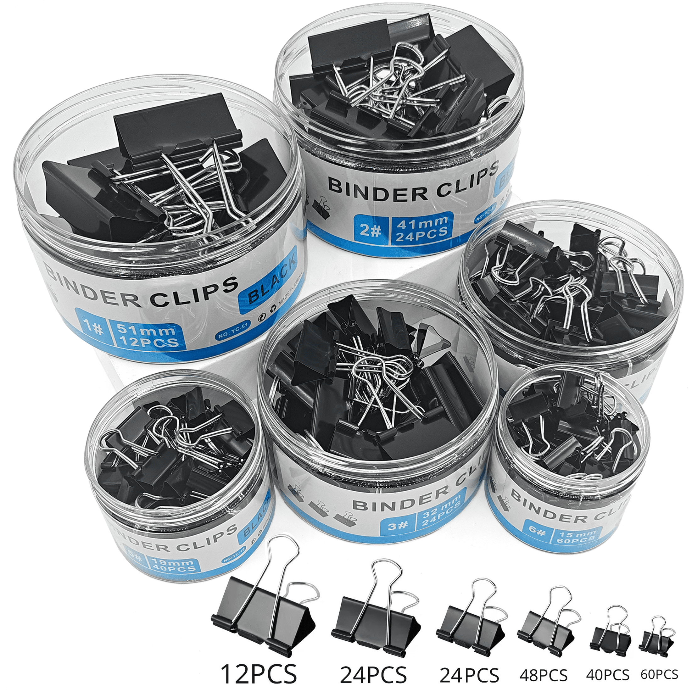Minorsun Binder Clips 208 PCS Paper Clamps Assorted Sizes, Metal Paper Binder Clips Office Supplies, Black