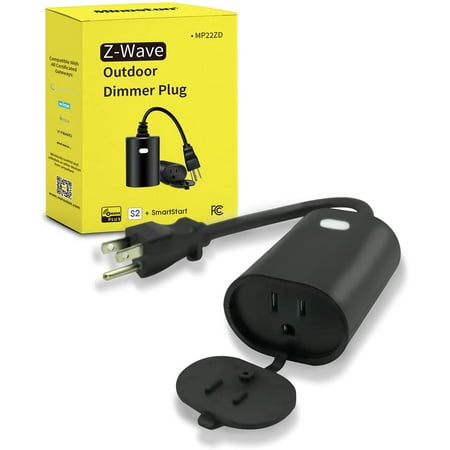 Minoston Z-Wave Outdoor Dimmer Plug, Z-Wave Hub Required, Work with Smartthings, Wink, Alexa, 15A