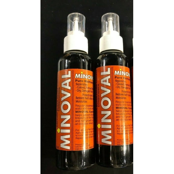 Minoval Castor Oil 100% Pure Haitian Palma Christi Oil 4oz Bottles (Pack of 2)