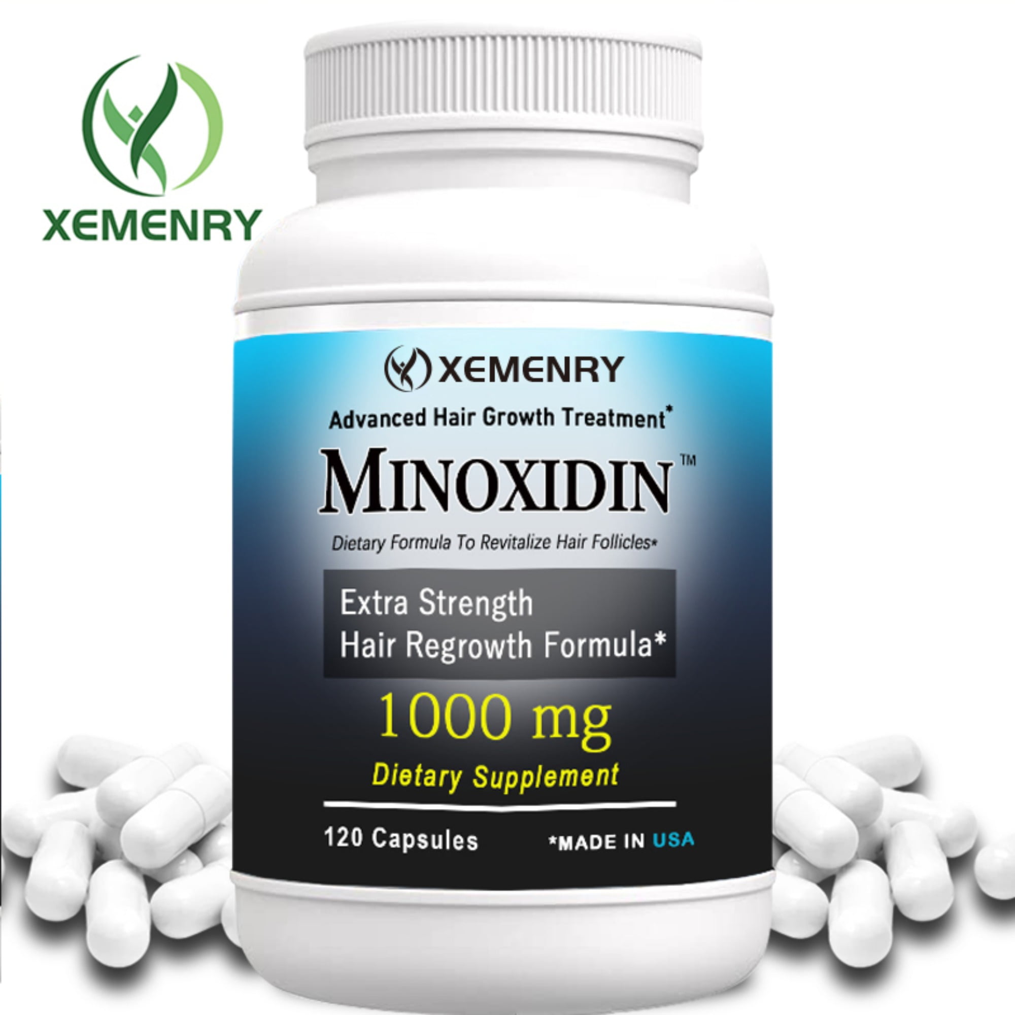 Minoxidin - with Biotin, Vitamins, Beta-sitosterol, Gluten-Free, Hair Supplement for Women & Men - 120 Capsules