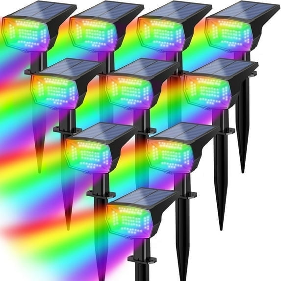 Minpea Solar Color Changing Lights Outdoor, 9 Color Modes Landscape Spotlights, Dusk To Dawn Solar Powered Spot Lights For Outside, Solar Garden Lights For Yard, Pathway, Tree 10 Pack (Multicolor)