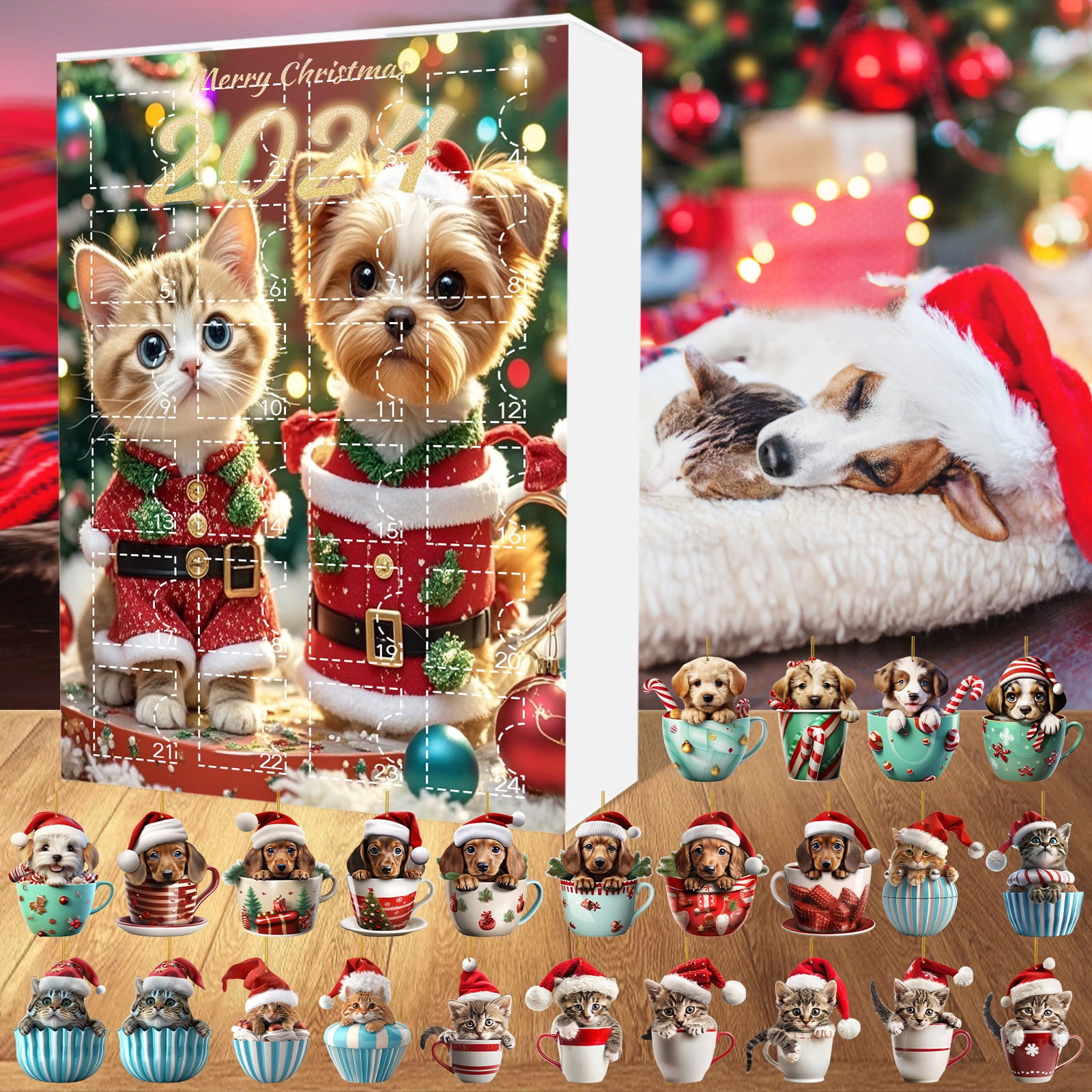 Minsida 2024 Christmas Arrival Calendar Cute And Dog Acrylic Flat