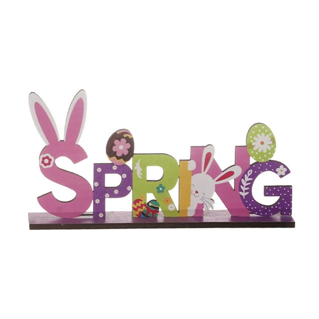 Minsida Easter Decorations Spring Wooden Bunny Egg Crafts Set Party