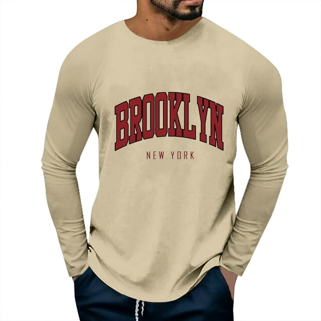 Minsida Men's Graphic Tees Tops Letter Print Autumn Tops Vintage Long