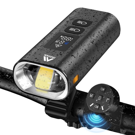 Minsk Smart Bike Lights with Remote Controller, 1600 Lumen Dual Color LED Bicycle Light with 13 Modes, 5200mAh USB Rechargeable Bike Light