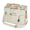 thumbnail image 1 of Minsong Canvas Tote Bag with Multi Pockets Crossbody Tote Bag for Women Shoulder Handbag Everything Tote Bag with Compartments White, 1 of 9