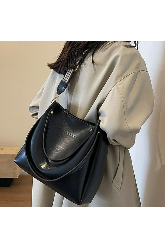 Large Capacity Tote Bag, All-Match Classic Handbag for Women, Textured Retro Commuter Bag