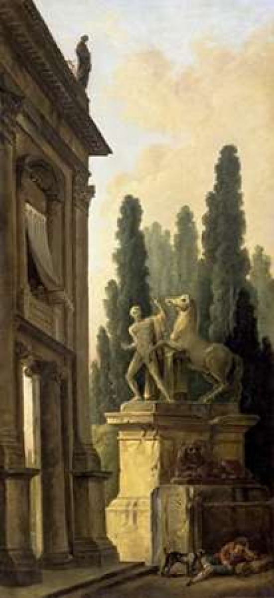 Minstrel Afternoon Canvas Art - Hubert Robert (10 x 20)