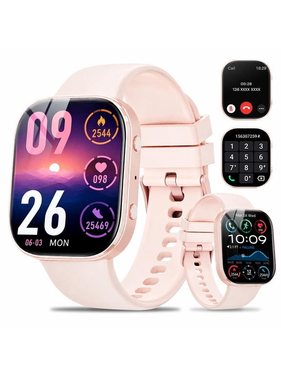 1.88''HD Smart Watch Fits for Android and IPhone,Smartwatch for Women Men, IP68 Waterproof, Bluetooth Answer Calls, Fitness Tracker with Multi Sport Modes,for Gift (Pink)