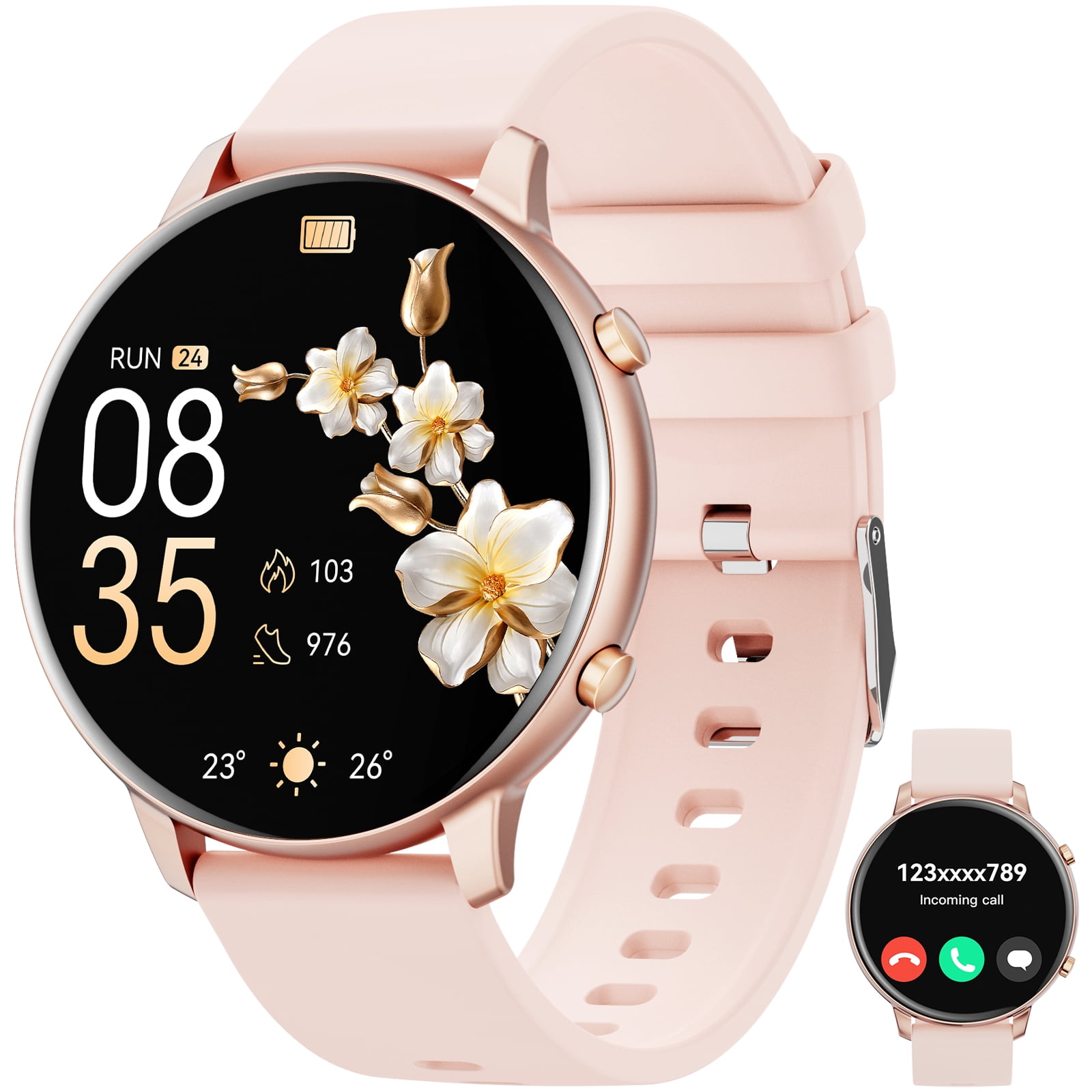 Minsxk Smart Watch for Android & iOS, 1.95" Fitness Tracker with Bluetooth Call, 120+ Sports Modes, IP68 Waterproof, Message Reminder, Smart Watch for Men Women