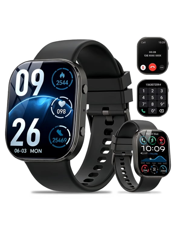 1.88''HD Smart Watch Fits for Android and Iphone,Smartwatch for Women Men, IP68 Waterproof, Bluetooth Answer Calls, Fitness Tracker with 120+ Sport Modes,for Gift (Black)