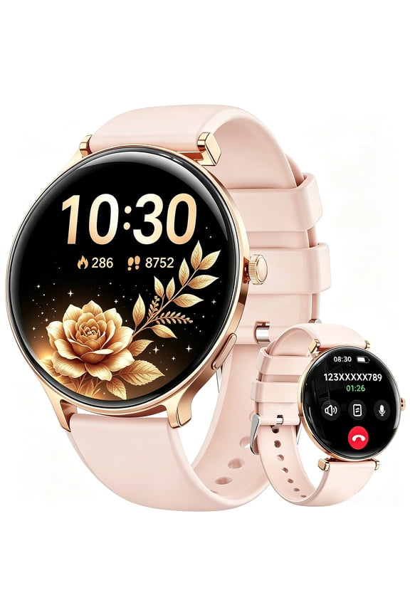 Women Smart Watch 45MM, with Answer Make Call/IP68 waterproof/10 days standby, with Fitness Tracker,fits for Android iPhone DevicesGold