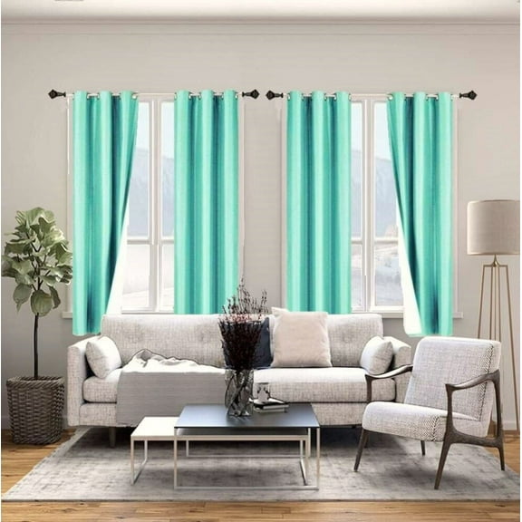 Mint 2-Piece Adam 100% Blackout Grommet-Top Curtain for large Window Door Room Décor 95" L