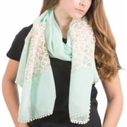 Pavilion Gift Company - Mint - 70" x 30" Lace Accent Scarf
