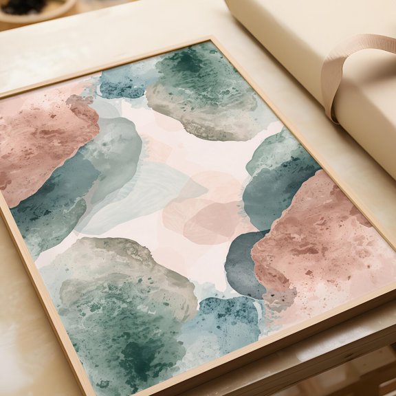 Mint Abstract Wall Art Print, Minimal Decor