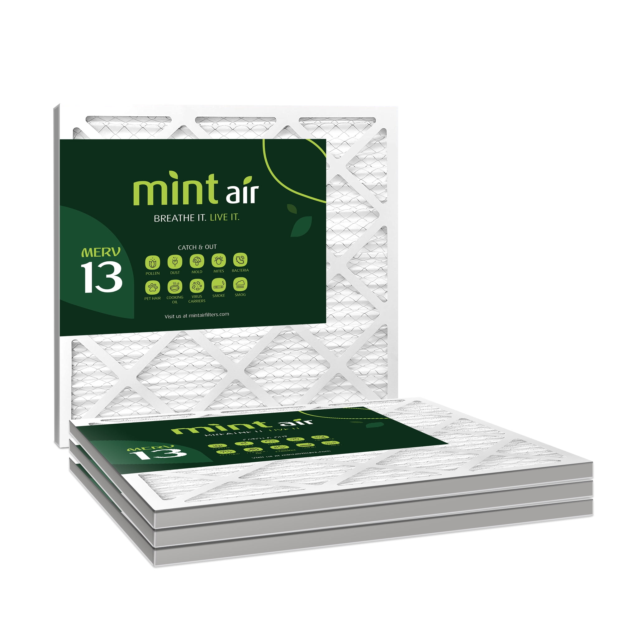 Mint Air, 20x25x1 Air Filter, MERV 13, MPR 1500, AC Furnace Air Filter, 4-Pack