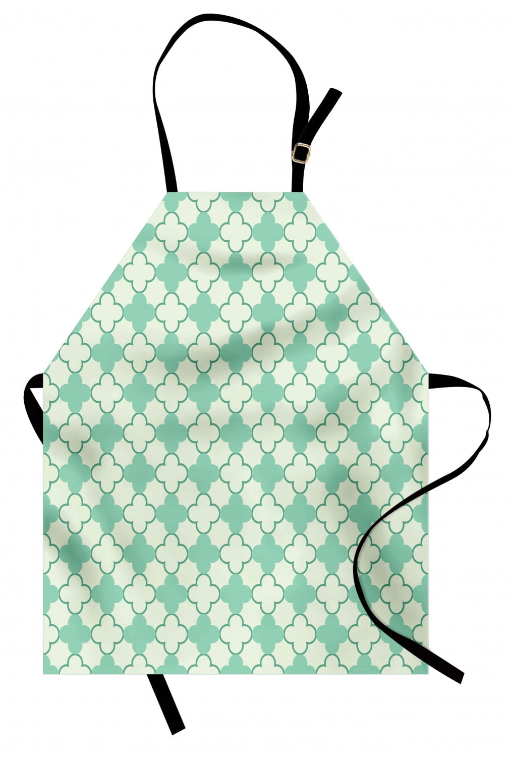 Mint Green Floral Pattern Polyester Kitchen Apron