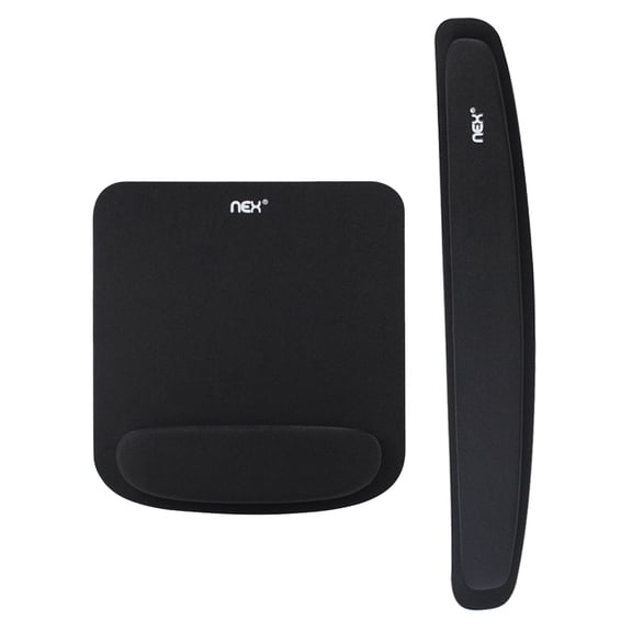 Mint Black Ergonomic Memory Foam Keyboard Wrist Rest and Mouse Pad with Wrist Support, Non-Slip Rubber Base, Lycra Fabric, for Office, Gaming, Typing