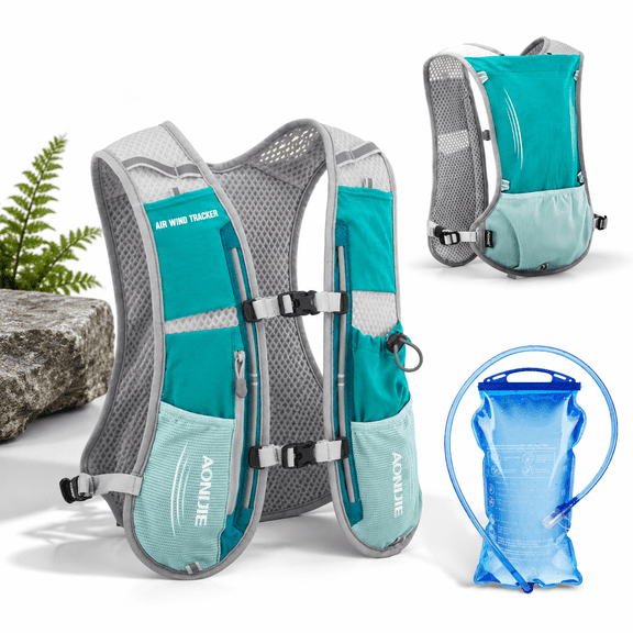 Mint Blue 5L Running Vest with 1.5L Hydration Bladder for Outdoor Activities