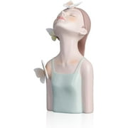 Mint Blue Butterfly Girl Bust Statue, Resin Half Body Sculpture, Stylish Modern Home Decor, Birthday Gift for Girl