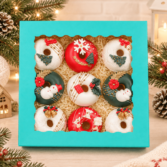 Mint Blue Pie Boxes with Window 10x10x2.5 inch Cookie Donut Bakery Box
