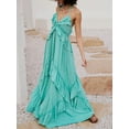 thumbnail image 1 of Mint Blue Womens Boho Spaghetti Strap Maxi Dress With Tiered Ruffles, Low Cut, Backless, Flowy Beach Cover-Up, 1 of 8