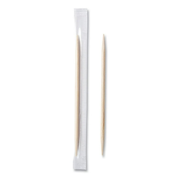 Mint Cello-Wrapped Wood Toothpicks 2 1/2", Natural, 1000/Box, 15 Boxes/Carton