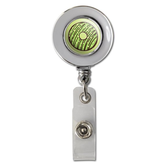 Mint Chocolate Chip Donut Yummy Green Retractable Reel Chrome Badge ID Card Holder Clip