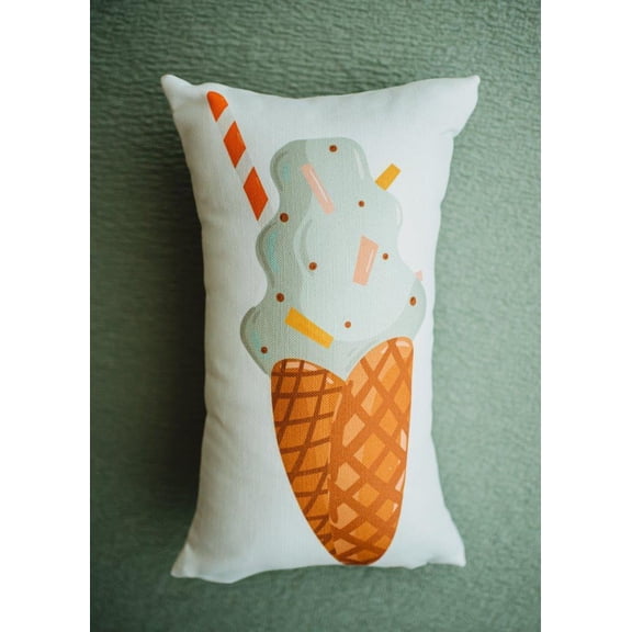 Mint Chocolate Chip Ice-cream cone | 12x16 | Vintage Style | Home Decor | Throw Pillows| Orange Pillows | Room Decor | Decorative Pillows