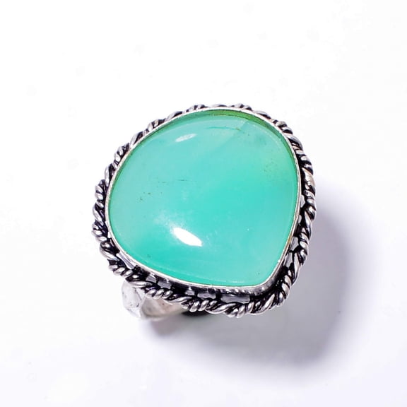 Mint Chrysoprase - Australia Handmade 925 Sterling Silver Ring S.10 R137