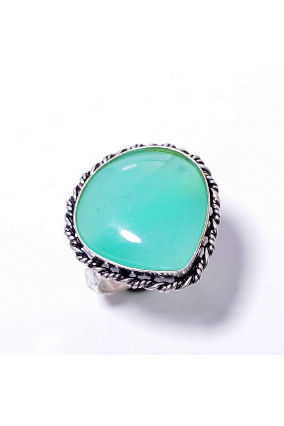 Mint Chrysoprase - Australia Handmade 925 Sterling Silver Ring S.10 R137