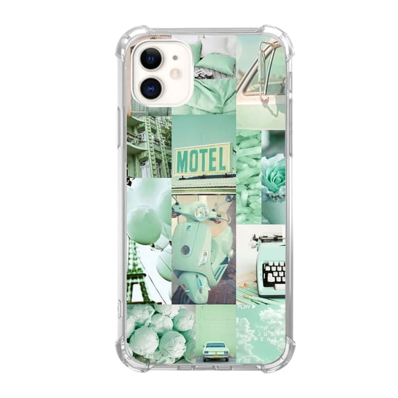 Mint Colored Case Compatible with iPhone 12,Aesthetic Art Design TPU Bumper Cover Case
