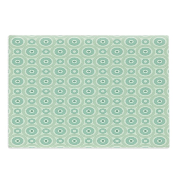 Mint Cutting Board, Big and Little Circles in Symmetrical Composition with Vintage Pastel Colors, Decorative Tempered Glass Cutting and Serving Board, Large Size, Mint and Pale Green, by Ambesonne