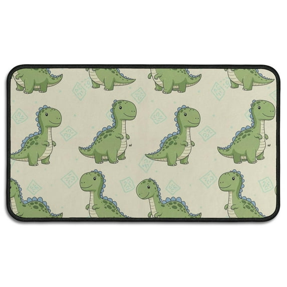 Mint Dinosaurs with Cacti Cute Door Rugs,Washable Non Slip Door Mats Indoor,Decorative Door Mats,Entry Mat Indoor for Entrance,Bedroom,Kitchen,Bathroom,30"x17"