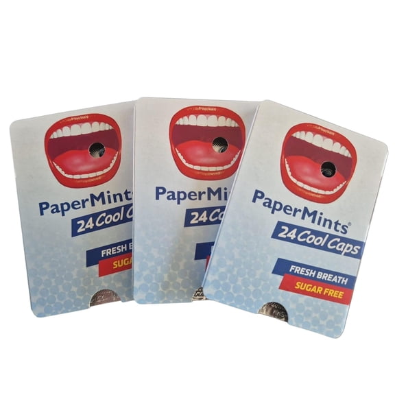 Mint Flavour Papermints CoolCaps Blister Pack (3 x Pack (72 caps), Mint)