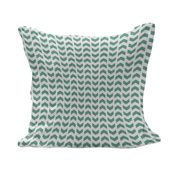 Mint Fluffy Throw Pillow Cushion Cover, Abstract Zigzag Chevron Tribal Pattern with Minimalist Effects Modern Boho Design, Decorative Square Accent Pillow Case, 20" x 20", Teal White, by Ambesonne