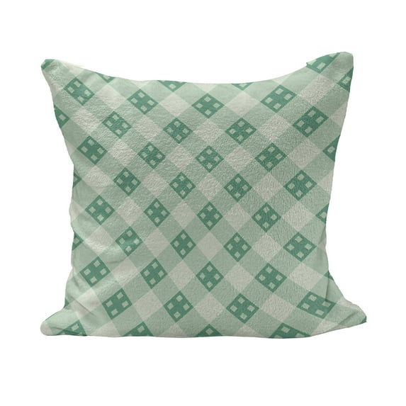 Mint Fluffy Throw Pillow Cushion Cover, Old Fashion Striped Pattern with Geometrical Details Checkered Simple Tile, Rectangle Accent Pillow Case, 36" x 16", Mint Green Pale Green, by Ambesonne