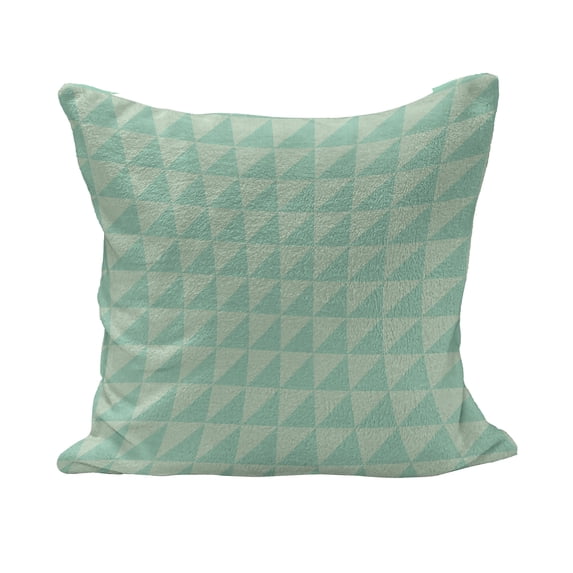 Mint Fluffy Throw Pillow Cushion Cover, Symmetrical Half Cut Squares with Triangles Retro Style Checkered Pattern, Decorative Square Accent Pillow Case, 28" x 28", Mint and Almond Green, by Ambesonne