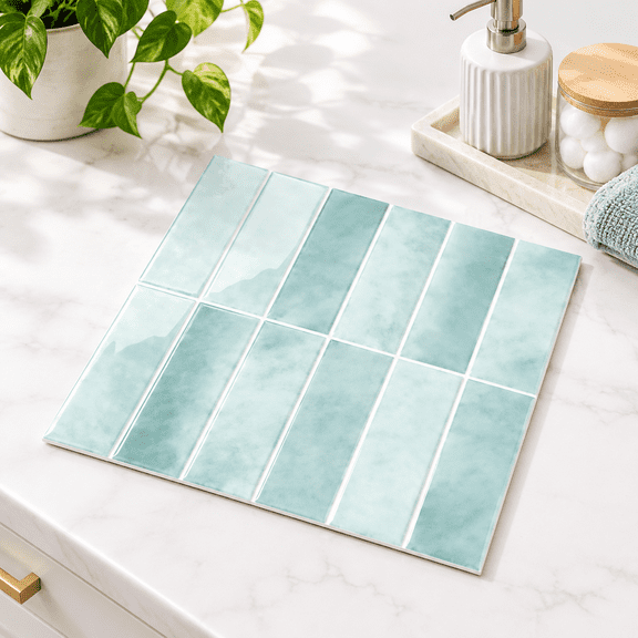 Mint Green 12" x 12" Peel and Stick Decorative Wall Panels Backsplash Tiles