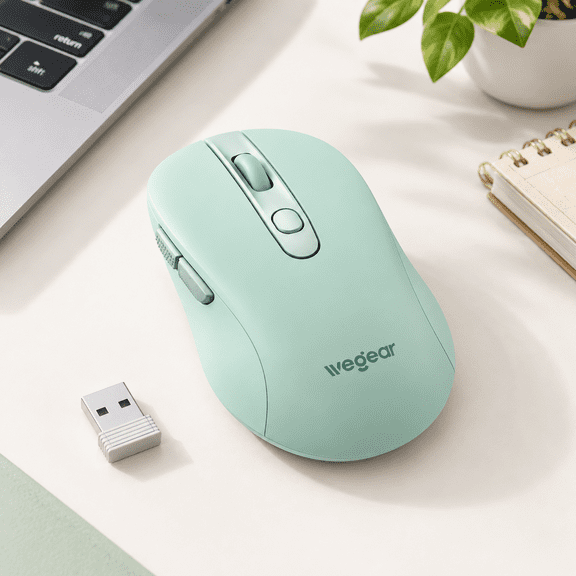 Mint Green 2.4GHz Wireless USB Computer Mouse for Laptops and Desktops