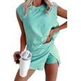 thumbnail image 1 of Mint Green 2-Piece Mineral Wash Cotton Tank Top and High Waist Split Skirt Set | [ZhiHiMeRi] | (US 12-14)L, 1 of 7