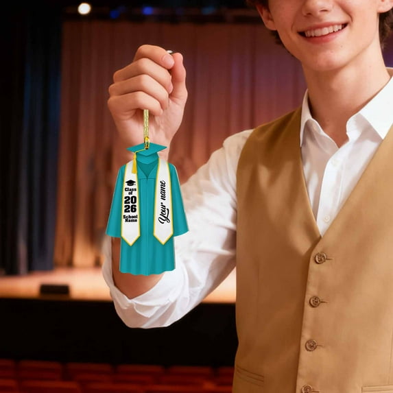 Mint Green 2026 Graduation Ornament Acrylic Cap Gown Shape, Unique Senior 2026 Grad Gifts for Girls, High School College Graduation Souvenir, 3.15 inch Christmas Tree Hanging Decoration