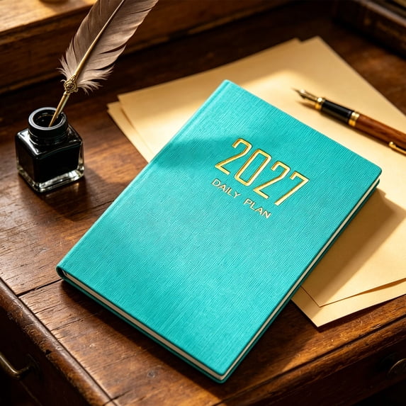 Mint Green 2027 Planner A5, Daily Schedule Notebook, Weekly Appointment Book with PU Hardcover, Portable Academic Planner for Home Office