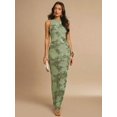 thumbnail image 1 of Mint Green 3D Floral Embroidered Sleeveless High Neck Fitted Maxi Dress, 1 of 7