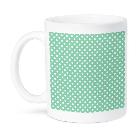 3dRose, Mint Green and White Polka Dot Pattern, 15oz Mug